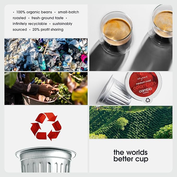 Cambio Roasters Colombian Organic Coffee K Cups for Keurig Medium Roast Coffee K-Cup Only Aluminum Keurig K Cups with Organic Beans More Flavor &amp Longer Lasting Freshness Medium Roast 27 coun