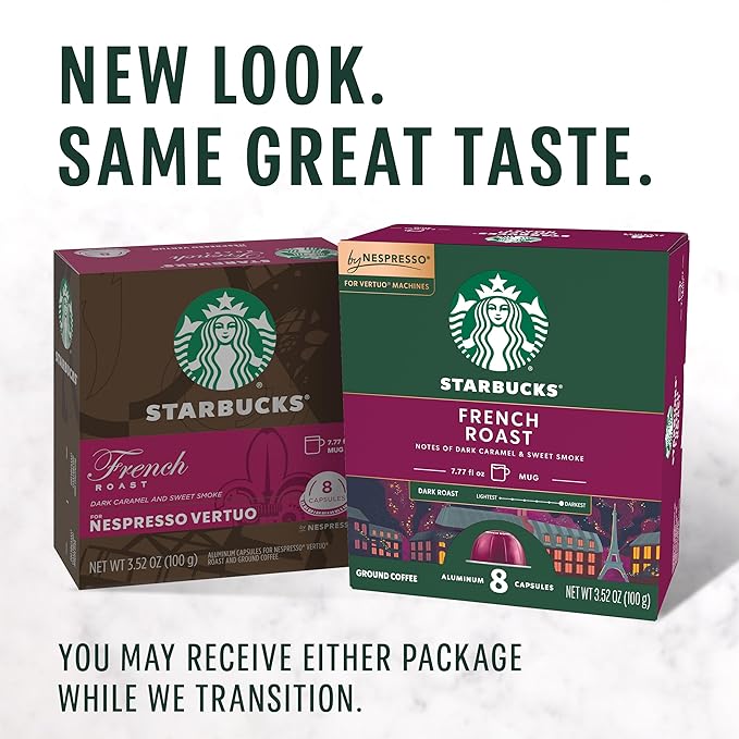 Starbucks by Nespresso Vertuo French Roast Dark Roast Coffee 32-count Coffee Pods Brews 7.8 oz. (Pack of 2)