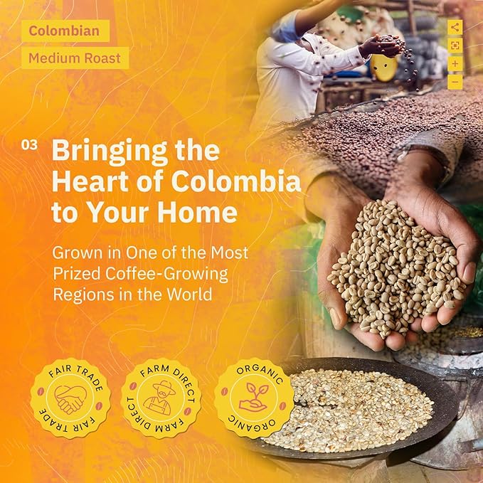 Kochere Colombian Specialty Whole Bean Coffee – 1LB Medium Roast – Single Origin Farm Direct Freshly Roasted to Order – Smooth Chocolate &amp Berry Notes
