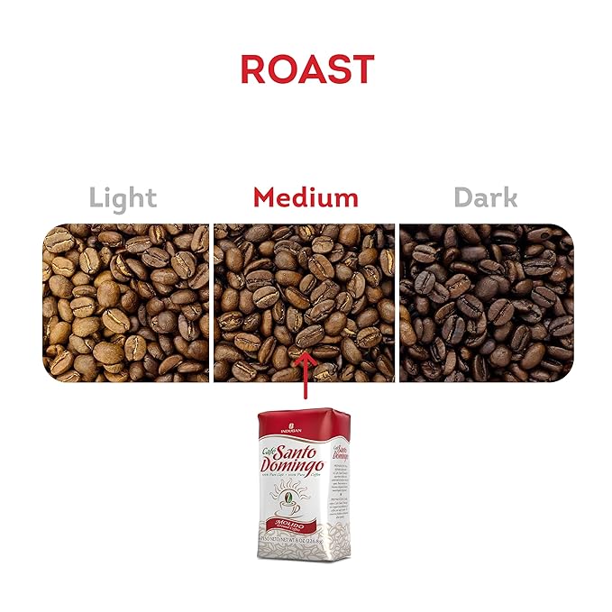 Café Santo Domingo 8 oz Bag Ground Coffee Medium Roast - Product from the Dominican Republic (Pack of 4)