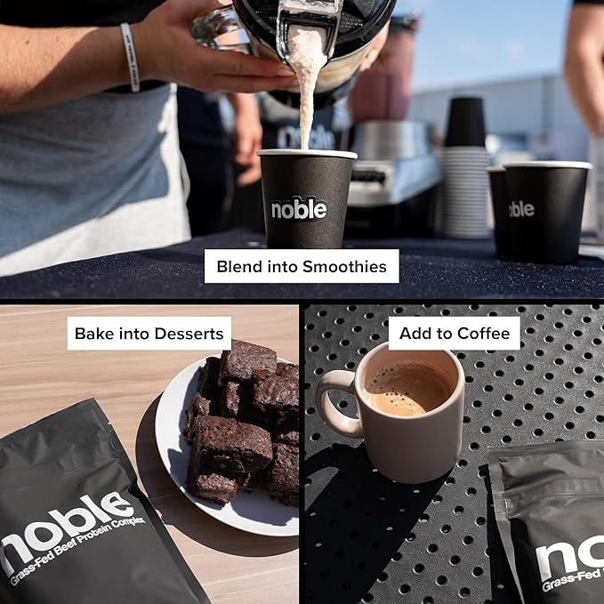 Noble All-in-One Chocolate Protein Powder 21g Grass-Fed Beef Protein &amp Collagen Colostrum &amp Organ Blend Whey-Free Seed Oil-Free Zero-Carb 30 Servings (1.75lbs)