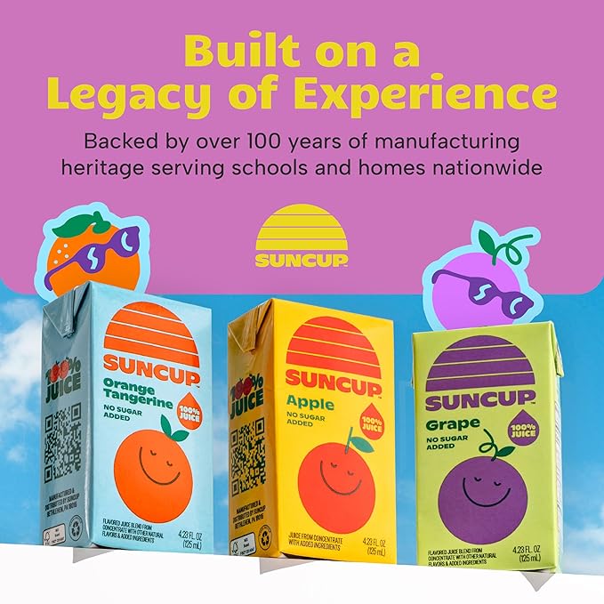 SunCup 100% Juice Boxes for Kids | No Added Sugar No Dyes No Preservatives | Trusted in Schools Across 49 States | Bulk Pack with Straw | 4.23 oz (40 Pack) Fruit Punch