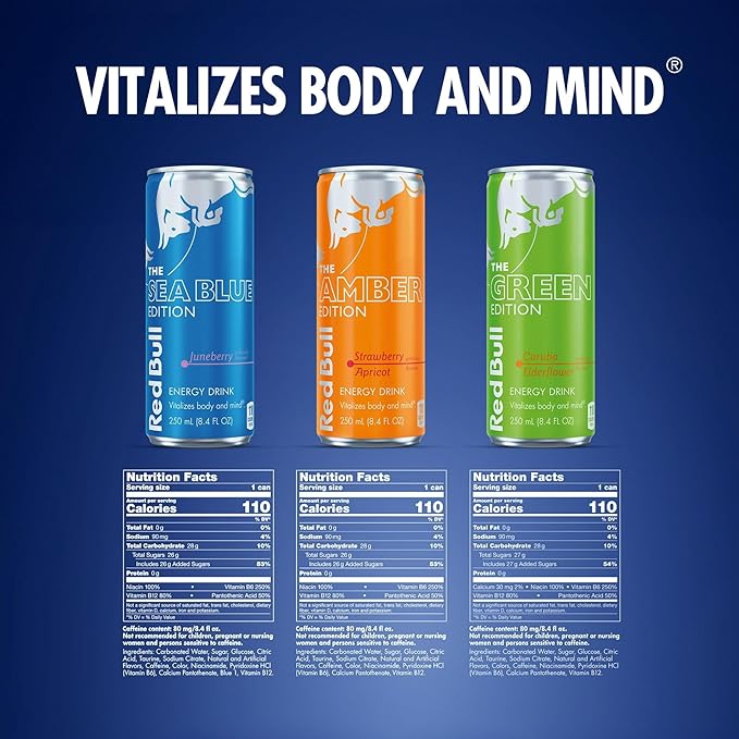 Red Bull Energy Drink Variety 2025 Advent Calendar Pack with 80mg Caffeine Taurine &amp B Vitamins 8.4 fl. oz. - 24 Cans