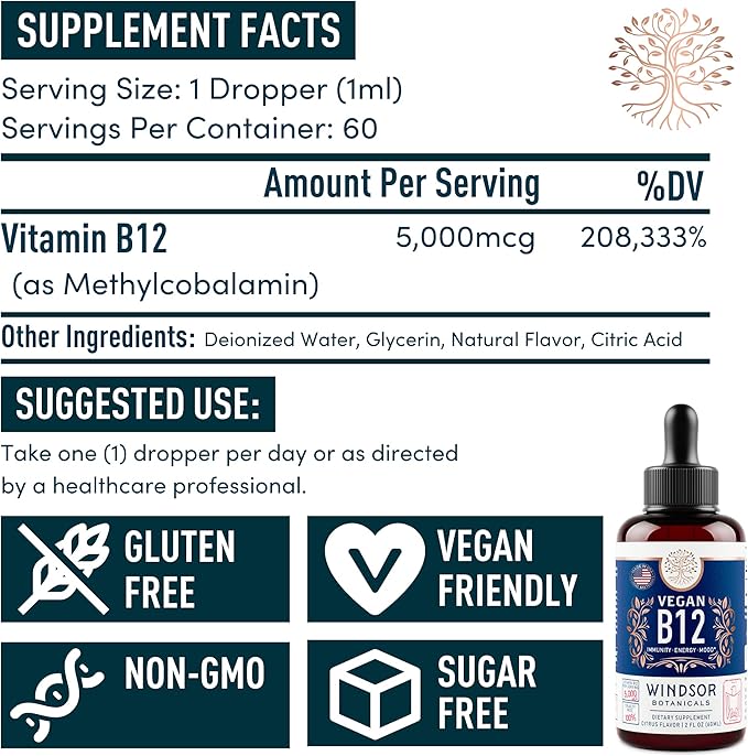 WINDSOR BOTANICALS Vegan Collagen Builder and Vegan B12 Liquid Body and Mind Bundle