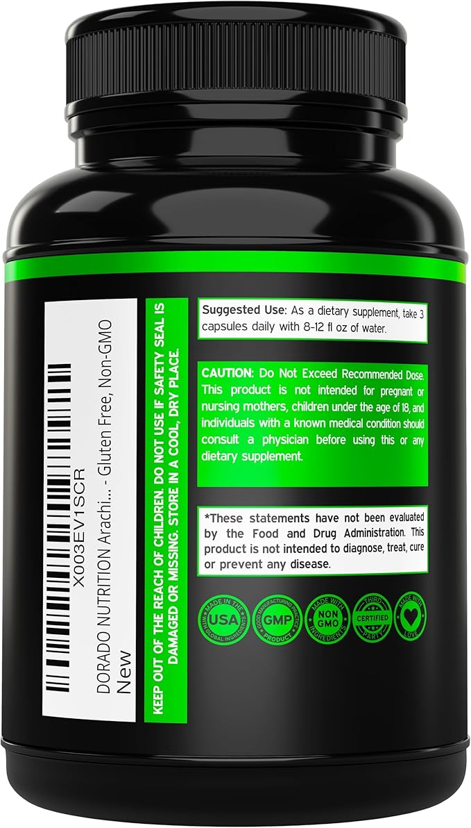 Arachidonic Acid Supplement 1500mg (150 Capsules) - Muscle and Strength Supplement for Muscle Mass &amp Recovery for Men &amp Women - Gluten Free &amp Non-GMO - 3rd Party Tested - (150 Capsules)