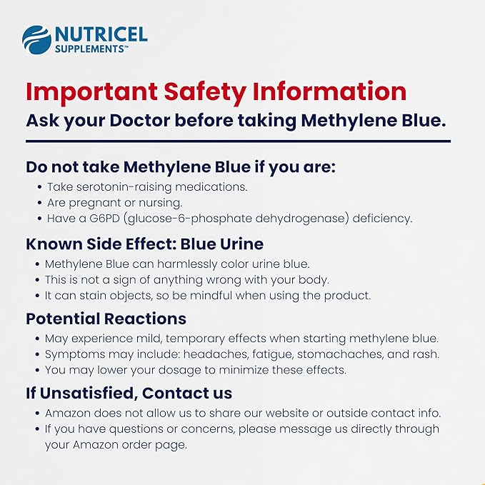Methylene Blue Capsules with Added Glycine + NAC (GlyNAC) Collagen and Creatine - Trusted Made in America - 7mg (USP Grade) - Third Party Tested (60ct)