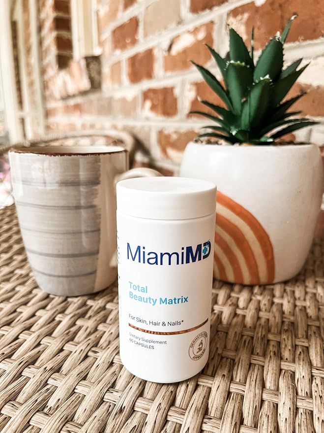 MiamiMD Total Beauty Matrix Collagen Supplements for Women - Collagen Capsules with Vitamin C for Hair Skin and Nails - Cruelty Free - 60 Capsules