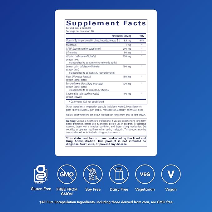 Pure Encapsulations Best-Rest Formula - Supports Restful Sleep - for Relaxation - Restful Sleep Supplement - Non-GMO &amp Vegan - 120 Capsules