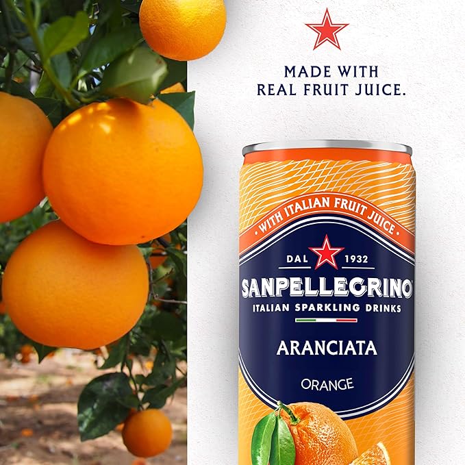Sanpellegrino Italian Sparkling Drink Aranciata Sparkling Orange Beverage 24 Pack Of Cans