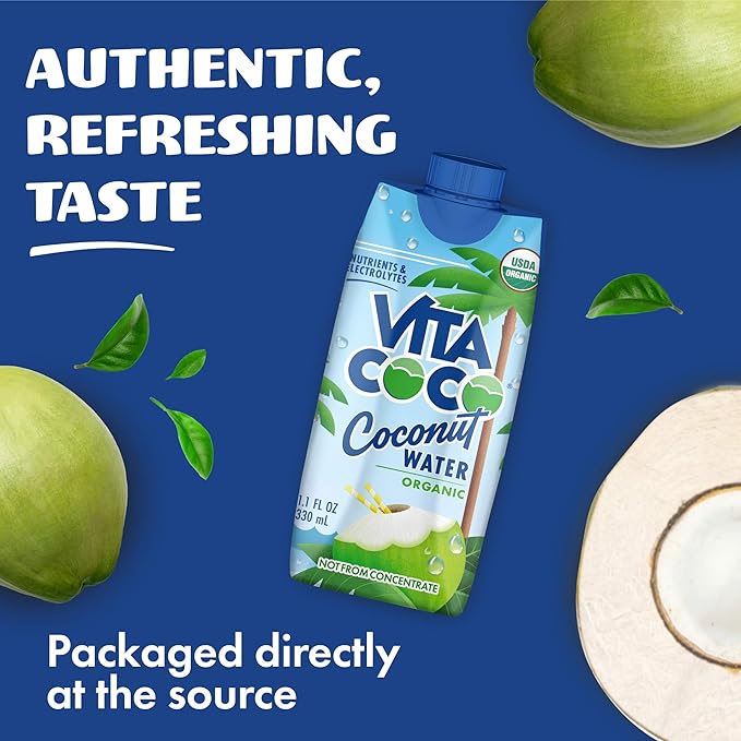 Vita Coco Coconut Water Pure Organic | Refreshing Coconut Taste | Natural Electrolytes | Vital Nutrients (Pack of 12 11.1 Oz and 16.9 Oz)