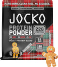 Jocko Fuel Whey Protein Powder Gingerbread Cookie 22g Protein Digestive Enzymes + Probiotic Blend No Sugar Added with Essential Amino Acids + Electrolyte Minerals 31 Servings