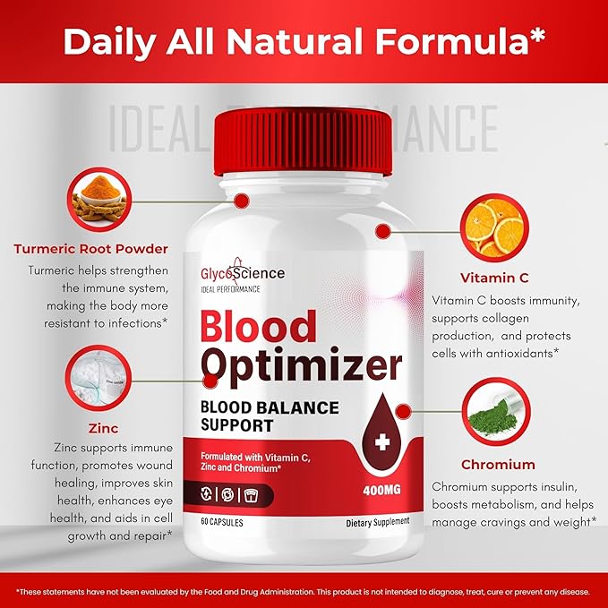 GlycoScience Blood Optimizer Capsules Glyco Science Advanced Blood Formula Supplement Pills - Maximum Strength All Natural Healthy Circulation &amp Stable Levels GlycoScience Reviews (60 Capsules)