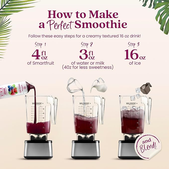 Smartfruit Blooming Berry + Antioxidants – 100% Real Fruit Purée with Strawberries Blueberries Raspberries – Great for Smoothies Juice Yogurt Cocktails Teas &amp More – High in Vitamin A &amp