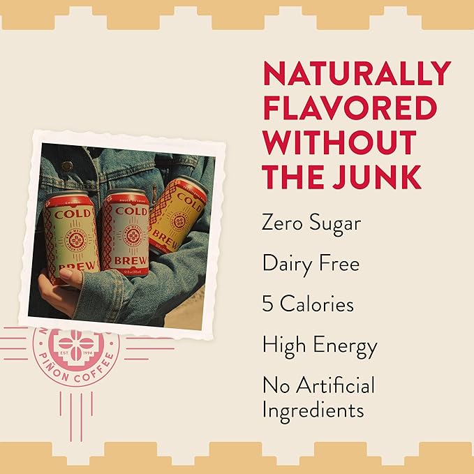 New Mexico Piñon Nitro Cold Brew Coffee Drinks - Smooth Cinnamon Kick High Energy Nitrogen Infused Churro Black Coffee Cans 12oz - Natural Flavor Zero Sugar &amp Dairy Free - 12 Pack