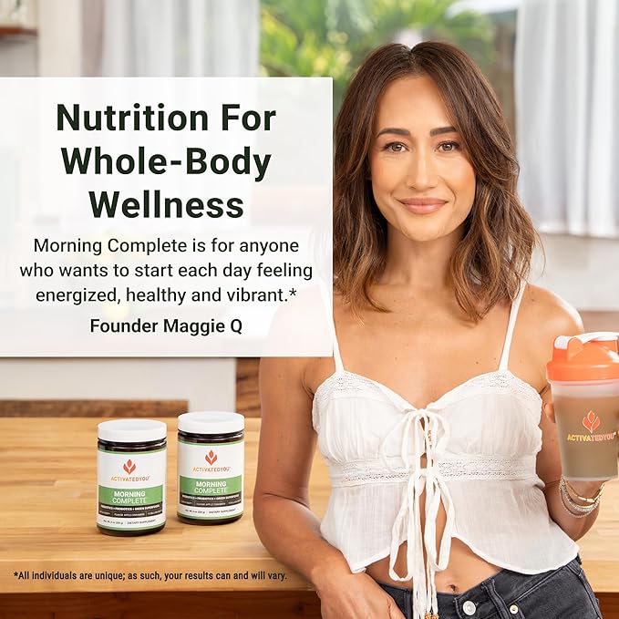 ACTIVATEDYOU Morning Complete Daily Wellness Greens Superfood Drink Mix for Gut Health w/Prebiotics Probiotics Antioxidants Green Superfoods 10 Billion CFUs 30 Servings (Apple Cinnamon)