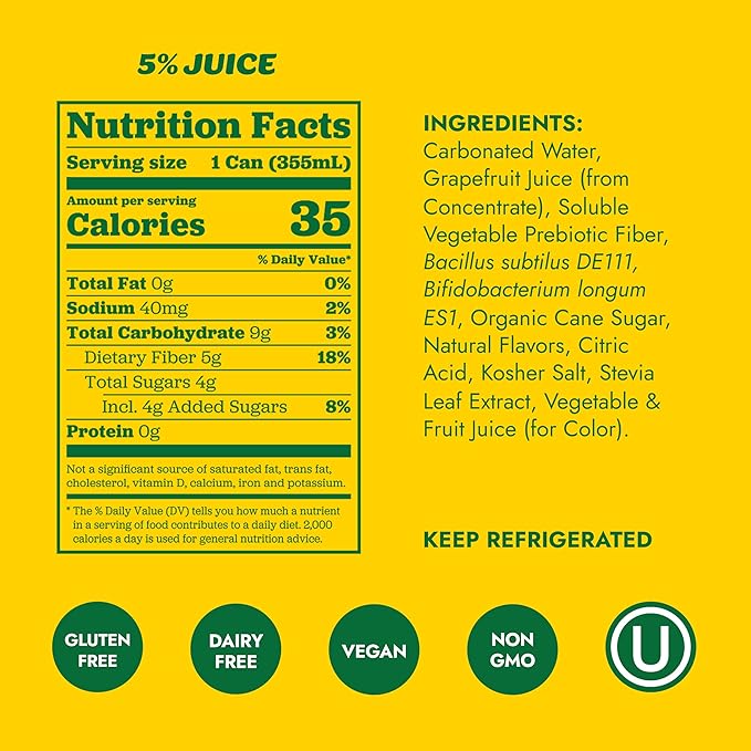 Slice Healthy Soda Orange &amp Grapefruit Variety Pack Prebiotic &amp Probiotic Soda Pop 5g Fiber 35-40 calories 12 fl oz 12 Pack (6 of each flavor)