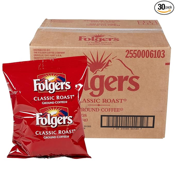 Folgers Classic Roast Ground Coffee 6.3 Ounce (Pack of 30)