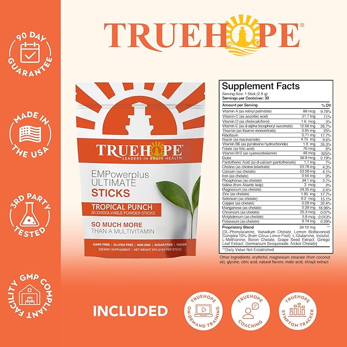 Multivitamin Nootropic Pouches with Inositol - Once-Per-Day EMPowerplus Ultimate Sticks - 30 Count (Tropical)