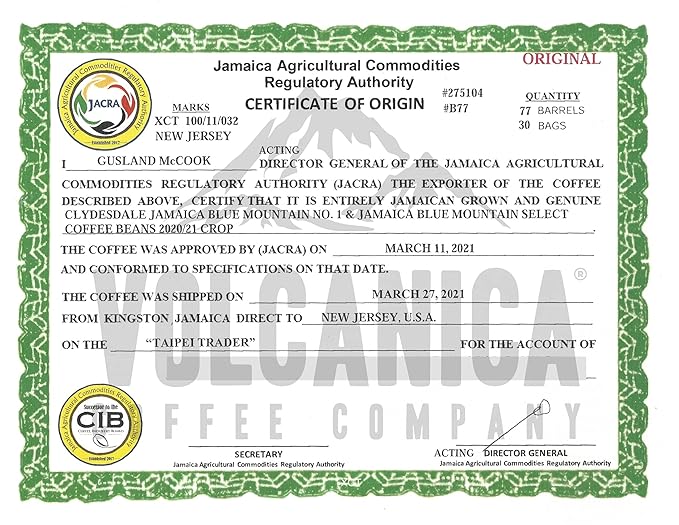 Jamaican Blue Mountain Coffee Clifton Mount Estate 100% Certified Ground Fresh Roasted 16-ounce