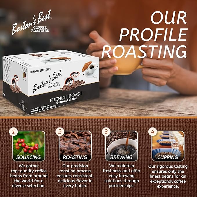 Boston’s Best - Rich &amp Bold French Roast Gourmet Delectable Dark Roast Coffee Compatible with Keurig Coffee Maker - 1 Count (80 Single Serve Cups)