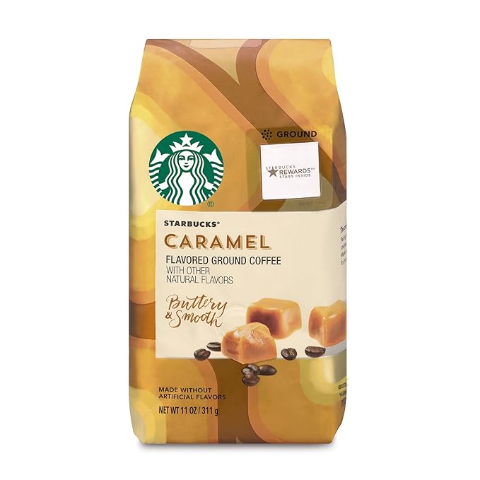 Starbucks Caramel Flavored Medium Roast Ground Coffee 11-Ounce Bag