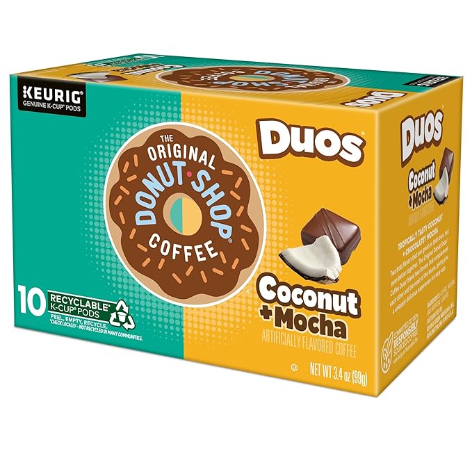 The Original Donut Shop Duos Coconut + Mocha Coffee Keurig Single Serve K-Cup Pods Medium Roast Coffee 60 Count (6 Packs of 10)
