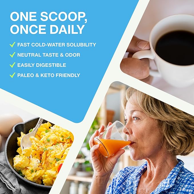 Mobility Collagen Peptides Powder - Glucosamine Chondroitin Hyaluronic Acid &amp Liposomal Vitamin C Joint Bone &amp Cartilage Support Grass-Fed Type I &amp III Keto &amp Paleo 28 Servings 11.8