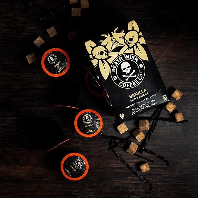 Death Wish Coffee Single Serve Coffee Pods - Vanilla Pods (10 Count) (Pack of 2)