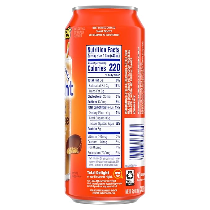 International Delight Iced Coffee REESE'S Grab and Go Coffee Drinks Made with Real Milk and Cream 15 FL OZ 12 Count