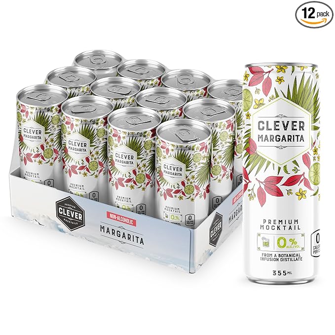 CLEVER - Margarita Mix Sugar-Free Nonalcoholic Mocktails Zero Calorie Drinks Mocktails Non-alcoholic Drinks for Any Occasion Pack of 12 Margarita Mixer (12 oz Ea)