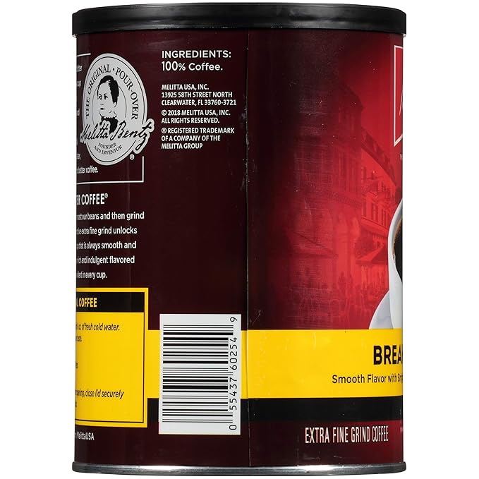 Melitta Breakfast Blend Coffee Light Roast Extra Fine Grind 11 Ounce Can
