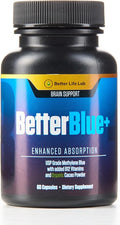 Methylene Blue Capsules 60 Count - Pharmaceutical Grade USP for Brain Energy and Cellular Health - Mental Clarity Support Supplement