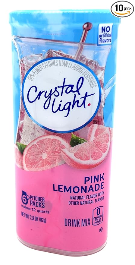 Crystal Light Pink Lemonade Drink Mix 12-Quart 2.9-Ounce Canister (Pack Of 10)
