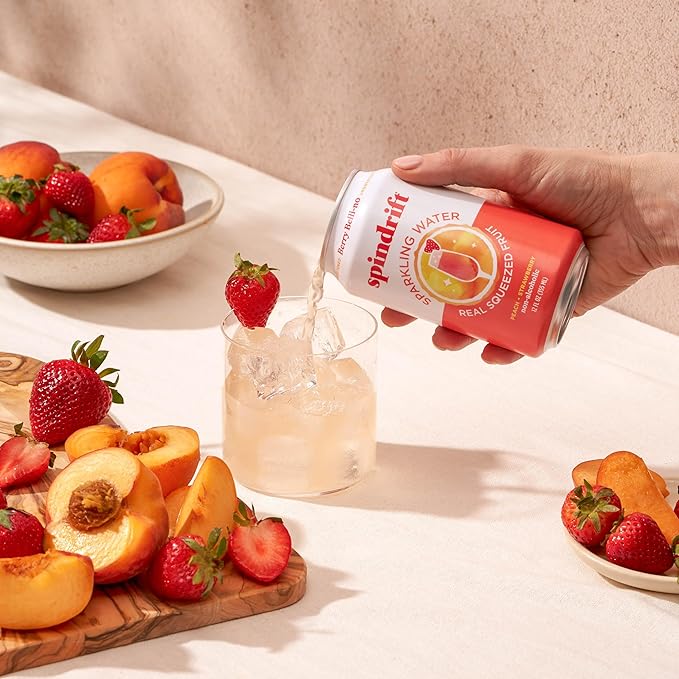 Spindrift Sparkling Water Berry Belli-no Flavored Made with Real Squeezed Fruit 12 Fl Oz Cans Pack of 24 (Only 13 Calories per Can)