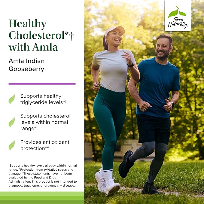 Terry Naturally Healthy Cholesterol with Amla - Antioxidant Supplement for Immune &amp Heart Support - Supplement to Aid Healthy Cholesterol &amp Triglyceride - 60 Capsules