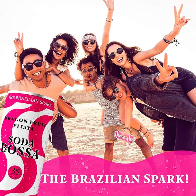 Soda Bossa Sparkling Healthy Soda Dragon Fruit Low-Calorie Gluten Free &amp Non-GMO Guilt-Free &amp Hydrating Sparkling Soda Drink - Natural Soda - Craft Soda 8-12 FL OZ Cans/Box (Pack of 1 Box)