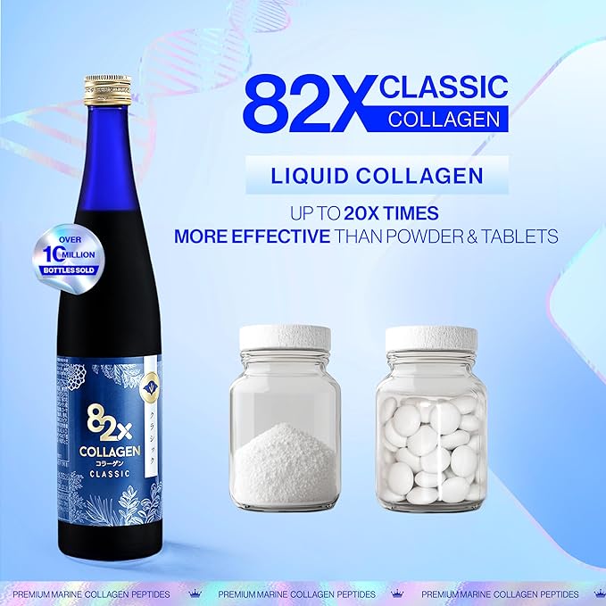 82X Classic Collagen - Marine Fish Tuna Collagen Peptides Liquid Drink for Skin Hair Nails from Japan with 82 Fermented Plants Vitamins Minerals &amp Supplements