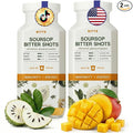 BITTE Immune + Energy Soursop Shots – 2 Pack Ready to Drink Mango Soursop with Zinc Ginseng Guarana &amp Turmeric – Clean Formula No Sugar Vegan Gluten-Free Non-GMO – 32 fl oz Total