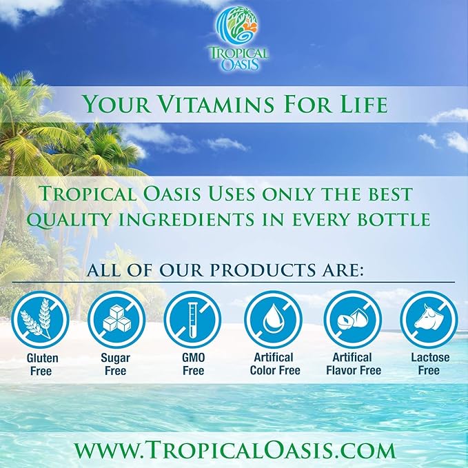 Tropical Oasis - Premium Ionized Plant Based Trace Minerals Liquid Formula- 74 essential minerals in liquid form for up to 96% Absorption - 16 oz 32 servings