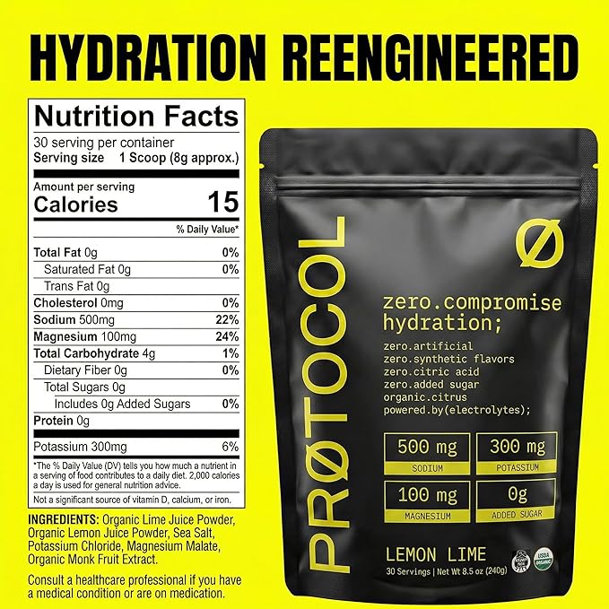 Protocol Organic Energy &amp Hydration Bundle — 12-Pack Clean Energy Drink (Glass Bottles) + Organic Electrolyte Powder (Lemon Lime) | No Artificial Sweeteners No Citric Acid