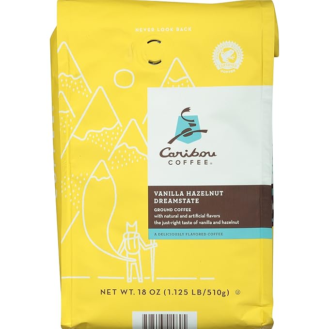 Caribou Coffee Vanilla Hazelnut Dreamstate Medium Roast Coffee 18 Ounce Bag Medium Roast 100% Arabica Coffee Beans Sustainable Sourcing