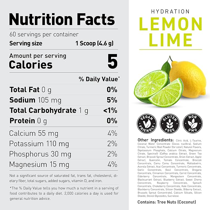 Kaged Hydration Drink Mix | Sugar Free | Tastes Amazing | 5 Key Electrolytes 60 Servings