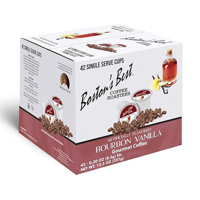 Boston’s Best - Bourbon Vanilla Coffee Blend Tasty Flavored Blend Gourmet Compatible with Keurig Coffee Maker 1 Count (42 Single Serve Medium Roast Cups)