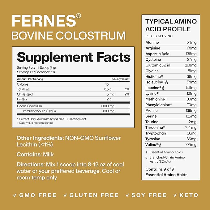 Grass Fed Whole Bovine Colostrum Powder for Women &amp Men – First Day Milking Non GMO Soy Free Keto Gluten Free – 28 Servings 2.96 oz Unflavored Made in USA