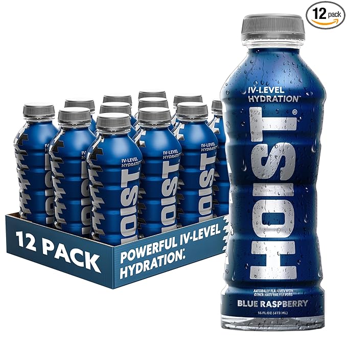 HOIST Premium Military Hydration Electrolyte Drink Powerful IV-Level Hydration Clinically Proven Performance Drink Blue Raspberry 16 Fl Oz (Pack of 12)