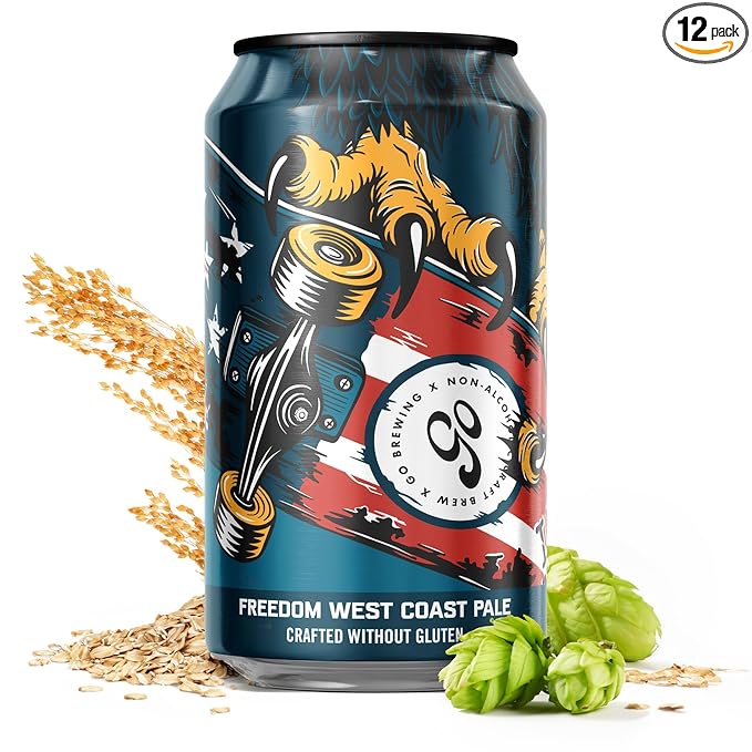 Go Brewing - Freedom West Coast Pale without Gluten - Non-Alcoholic Craft Beer - Small Batch Low-Calorie Brew - Caramel Citrus &amp Floral Flavor Profile - Bold &amp Smooth Finish - Ideal for Any