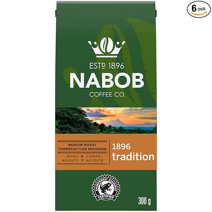 Nabob 1896 Tradition Ground Coffee 300g/10.6 oz. (Pack of 6) {Imported from Canada}