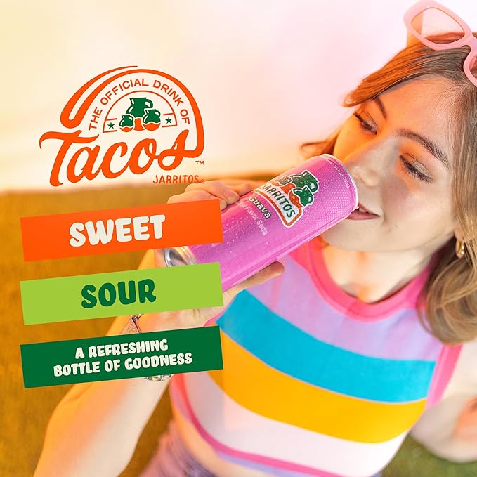 Jarritos - Mexican Soda Soft Drinks Guava (12 oz 355ml) 24 Cans (3 Boxes of 8) - Made with Real Cane Sugar - 0g Fat - Made in Mexico - Natural Flavor Soda Pop - Party &amp BBQ Beverages