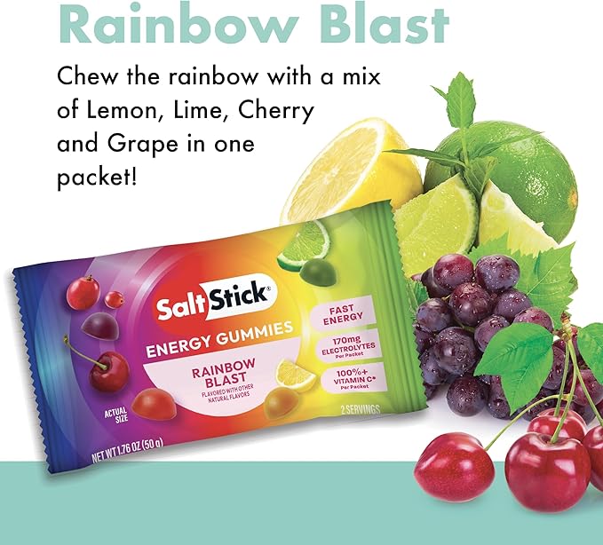 SaltStick Energy Gummies with Electrolytes Variety Pack Easy to Chew Electrolyte Gummy Energy Chews that Taste Great. 10 Packs 80 Gummies