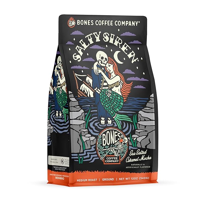 Bones Coffee Company Salted Caramel With Salty Siren Ground Coffee 12 oz Bundle